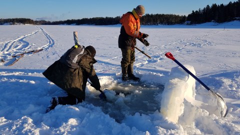 Ice fishing with nets is a veritable outdoor activity
