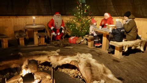Santa in the Teepee during Christmas time.