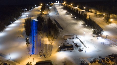 Ski center at evening