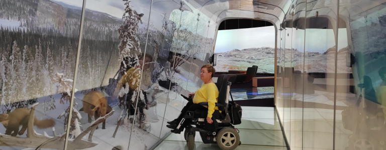 Wheelchair visitor at Finnish Nature Centre Haltia